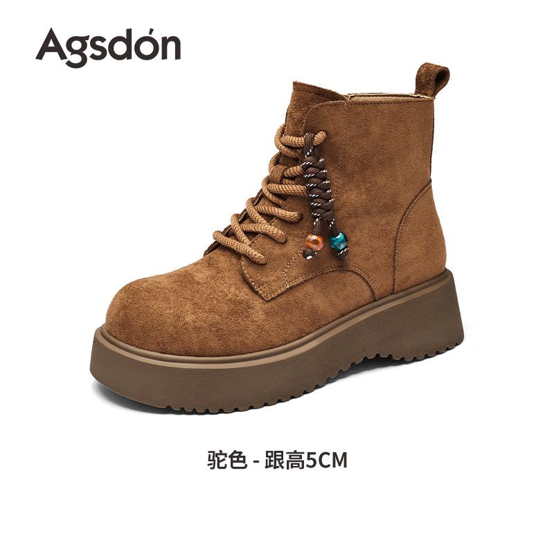 Augustine brown Martin boots women's 2025 new autumn small thick-soled Merard knight boots western boots