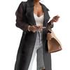 Light Brown Transparent Long Trench Coat with Belt and Double-Breasted Buttons