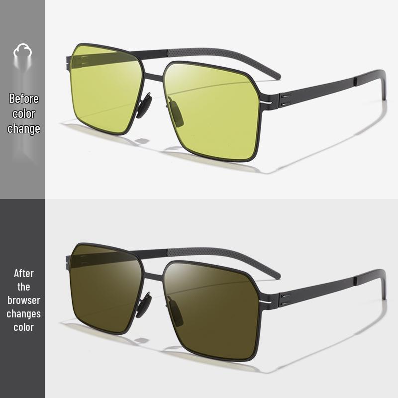 Men's Color-Changing Polarized Sunglasses - Day/Night UV Protection, High-Definition, Fashionable for Driving.