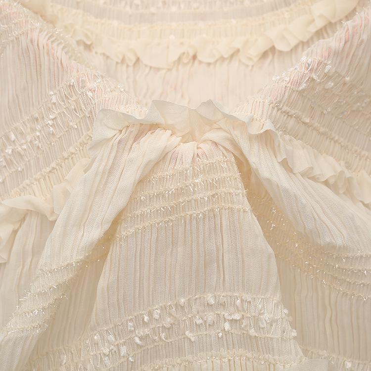 

Черное кружевное вышитое платье из жатого шифона с полосатым и волнообразным дизайном для женщин абрикосовый