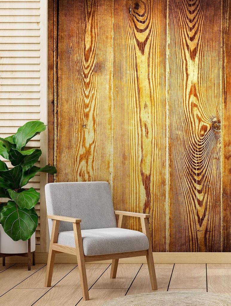 Wallpaper Golden Boards Wood