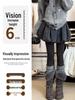 Winter 2025 Women's Gray Diamond Pattern High Waist A-Line Skirt Pants - Korean Style Slimming Thick Fluffy Shorts