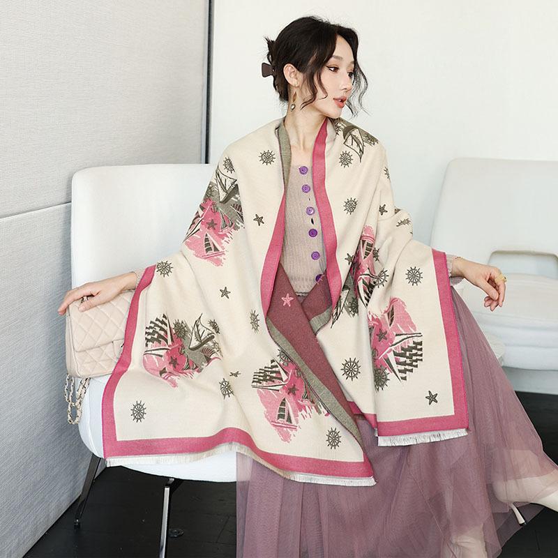 65 * 190 cm Autunno e Inverno Nuovo Sciarpa Versatile Semplice Tinta Unita con Frange Imitazione Cashmere Double-Sided Sciarpa Calda Shawl d'Atmosfera