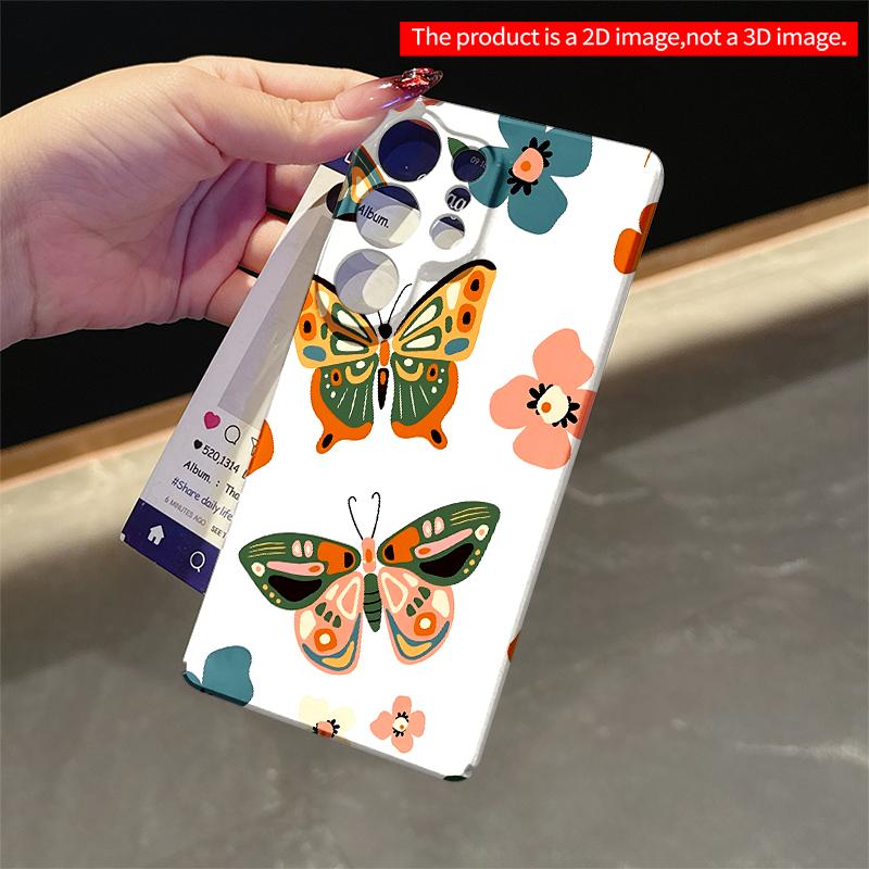 2DFlat Samsung Phone Case Colorful Butterflies & Flowers Pattern Phone Case Applicable To Galaxy S22 S23 S24 S25ULTRA S26 A12 A13 A14 A15 A16