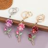 Keychain Pendant Rose Flower Shape Key Holder with Multicolor Rhinestones Anti-Oxidation Lobster Clasp Keyring Backpacks Car Accessory