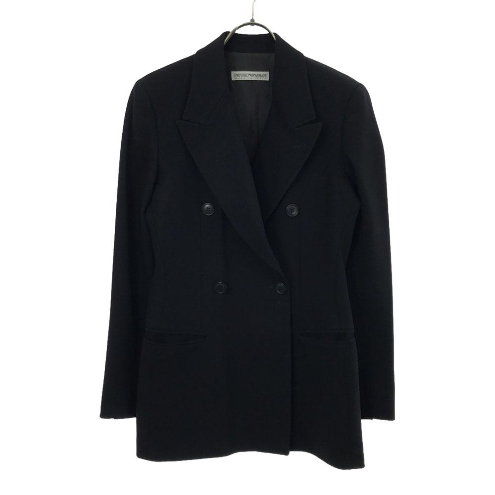 Emporio Armani 90s Made in Italy wool Skirt suit Setup 38 black Old Women Used