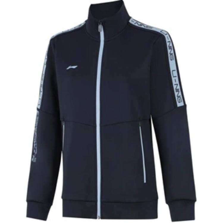 

Li Ning Удобная повседневная простая толстовка с буквенным принтом и воротником-стойкой на молнии Кардиган Женская толстовка Легендарно-синяя AWDUA80-7 S