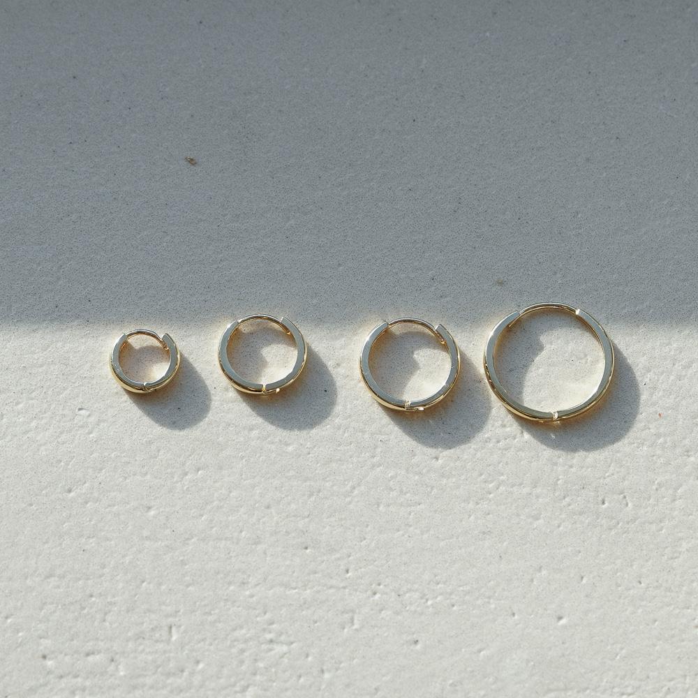 Alleun 14K 18K Round One-Touch Ring Gold Earrings Mini Daily (Type B)