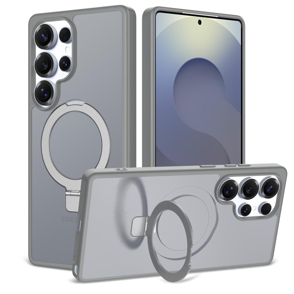 For Samsung S25edge Frosted Semi Transparent Stand Phone Case 2-in-1 Magnetic 24Ultra Phone Case