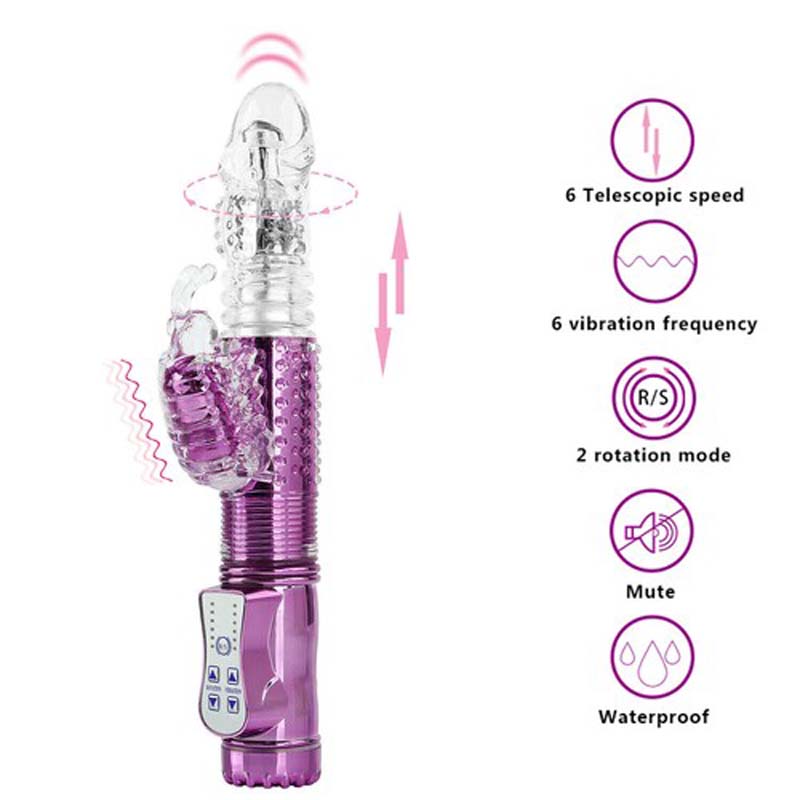 Rotating Vagina Vibrator Double-Ended Stimulator Thrusting G-Spot Massager Sex Toy for Women
