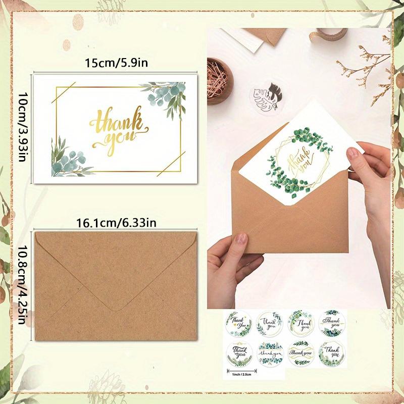 1Set/72pcs Green Plant Thank You Card Envelope Set, Wedding and Holiday Card Greeting Card, Cartoon Greeting Card Envelope Set