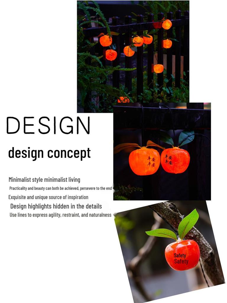 Waterproof Solar Fruit String Lights: Apple & Orange Harvest Festival Decoration