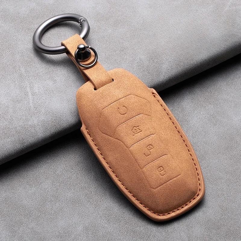 Car Remote Key Case Cover for BYD Tang EV600 Han EV Yuan ATTO 3 Song PLUS Pro MAX DMI Qin Leather Key Fob Shell Keychain