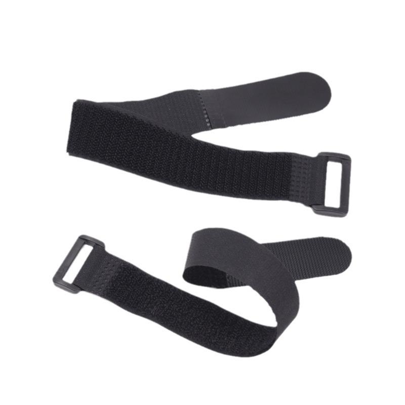 Black Velcro Non-Fluffing Cable Management Strap with Reverse Buckle