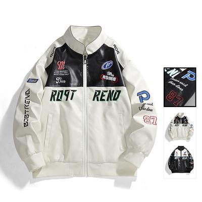 Lederjacke Jacke Herren Koreanische Version Neue Spleißen Herrenjacke Stehkragen Pu Lederjacke Lokomotive Jacke Lederjacke Jacke