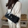 Retro Polka Dot Shoulder Bag Korean Commuter Underarm Bag Women Sweet Bow Tote Bag