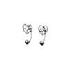 S925 Plated Silver Earrings Eight Star Screw Ear Nails Exquisite Heart-shaped Ear Hook Hollow-out Rice Word Love Zircon Earrings Female
