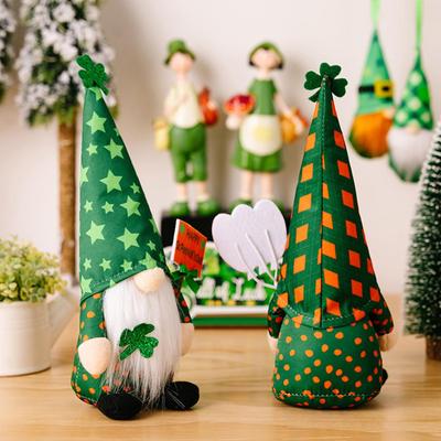 Christmas Gnomes Holiday Cute St Patrick Day Soft Doll Rustic Tabletop Christmas Gnome For Desk Table Shelf Mantel Tiered Tray