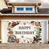 A birthday banner for a cowboy from the west made of polyester fiber suitable for both home and party use.