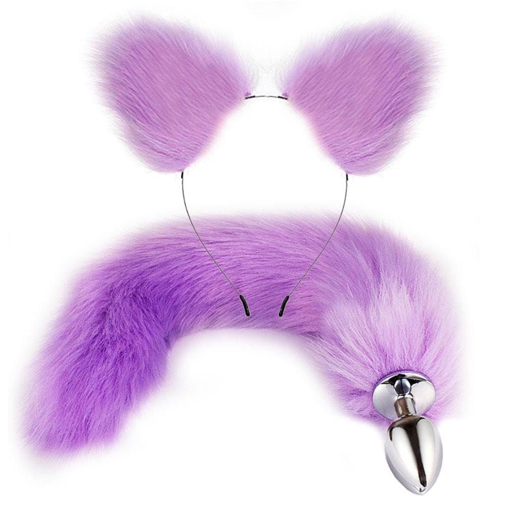 Cute Fox Tail Anal Plug Cat Ears Headbands Set Soft Cat Ears Headbands Collar Erotic Cosplay Couples Accessories SM Sex Toys