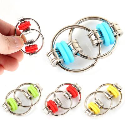 2-10pcs Stress Relief Chain Bicycle Chain Anti-Stress Keychain Hand-Spun Finger Fidget Flip Anxiety Relief Toy