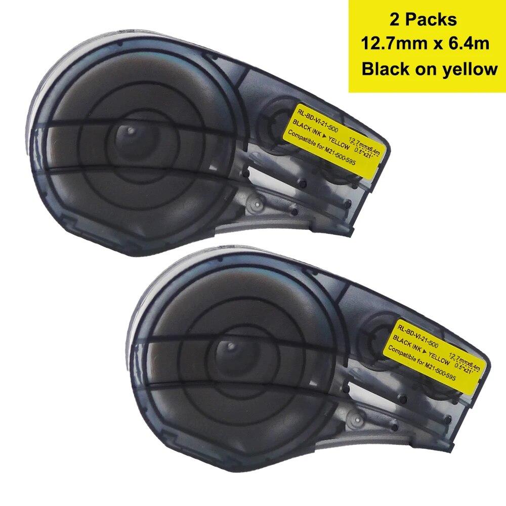 

2 шт. M21-500-595 M21-750-595 виниловая лента для этикеток для лабораторного принтера Brady BMP21-PLUS, Mk1000/2000, Mk1100/2100, портативный принтер этикеток 2Pcs 12.7mm yellow 9mm