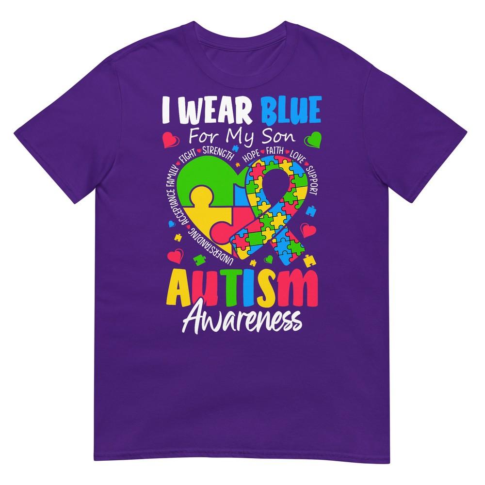 I Wear Blue For My Son Autism Awareness Unisex Unisex Kids Mom TShirt