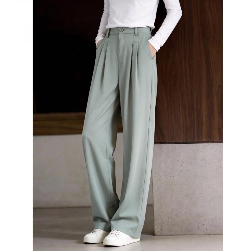 Basic House Women's Solid Color High-Waisted Wide-Leg Trousers