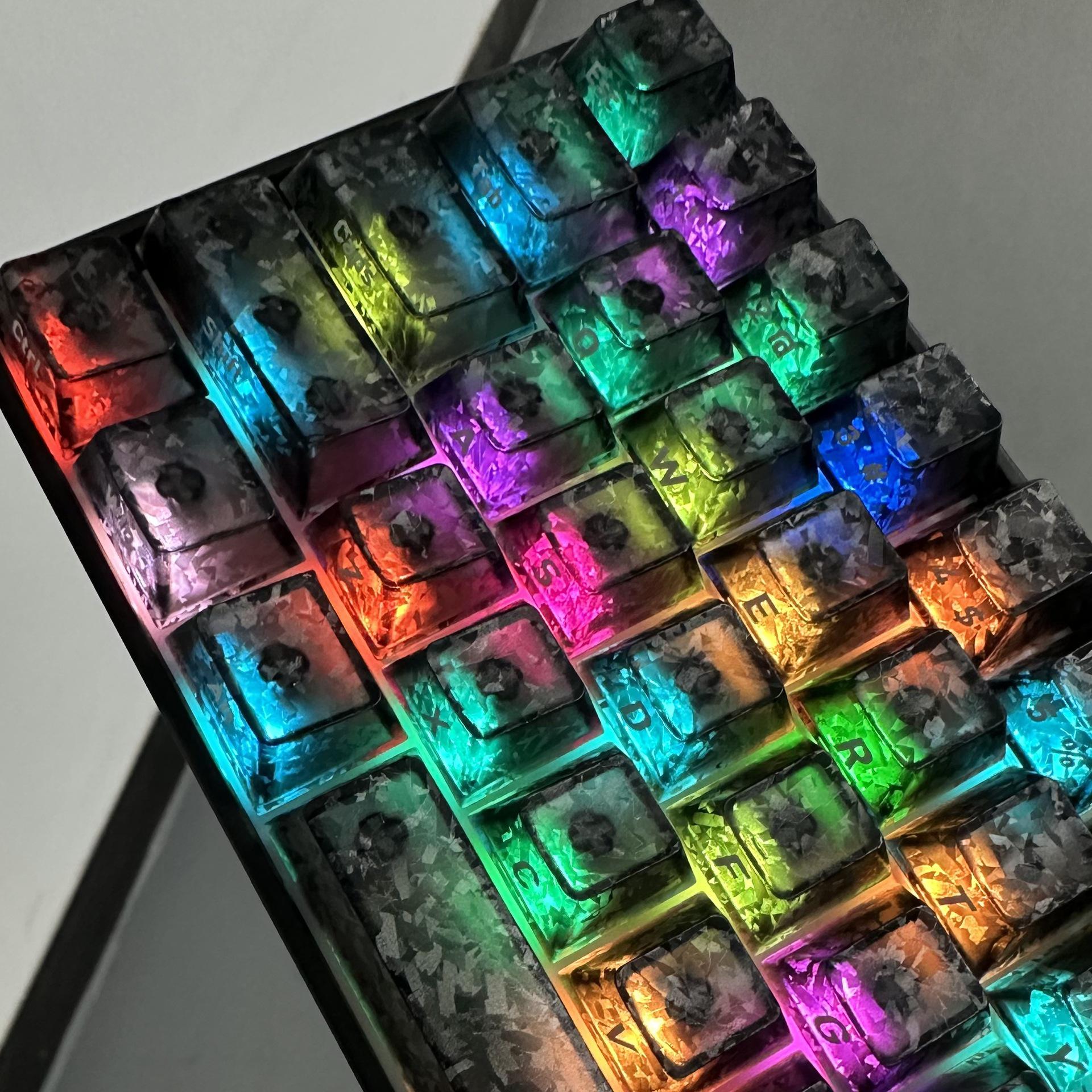 Carbon Fiber Texture Side-Engraved Transparent Mechanical Keyboard Keycap for Wooting Night Devil чёрный