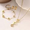 3PCS diamond studded clover fashionable versatile earring necklace bracelet set, the best birthday gift, Valentine's Day gift