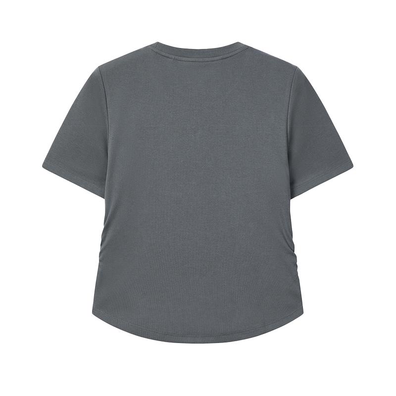 Fila Original Versatile Cute Dog Embroidery T-Shirt Women Tops Charming-Gray F61W629108FDY