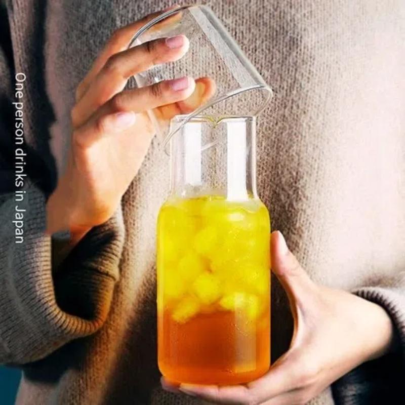 Nordic Transparent Glass Water Bottle with Cups – Heat-Resistant Juice Pitcher Set for Home or Office
