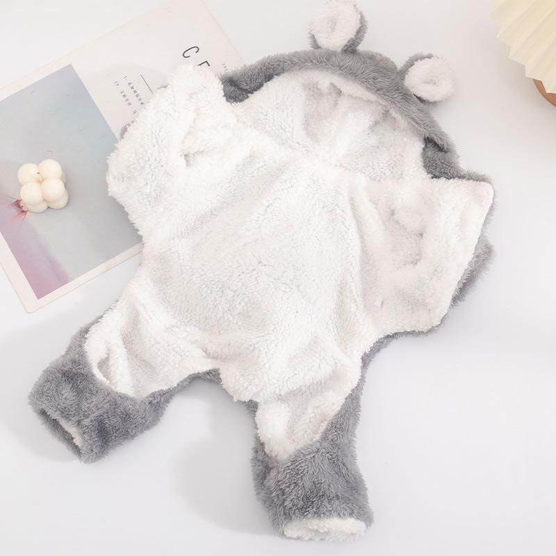 So Cute Thickened Fleece Dog Clothes Autumn Winter Teddy Bichon Small Dogs Four Legs Bear Costume Pet Supplies Home Garden
