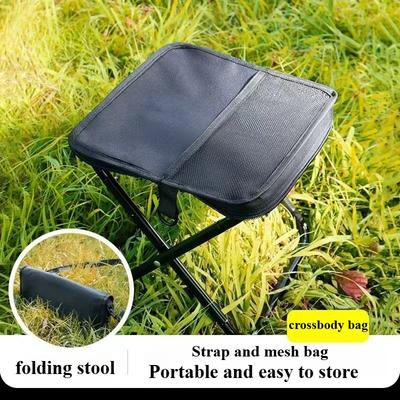 Outdoor Tragbarer Klappstuhl Magza Hocker mit diagonaler Strebe und Netzbeutel Angelbank, Camping Picknickstuhl Hohe Tragfähigkeit
