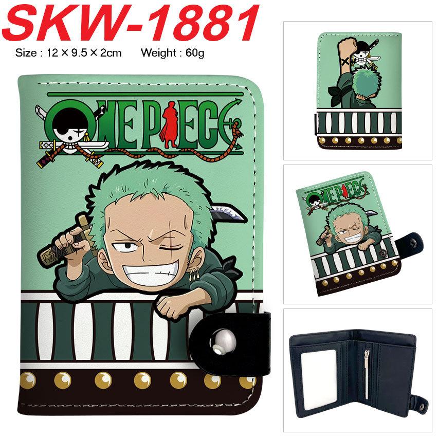 One Piece Anime Druckknopf Geldbörse Vertikaler Kartenhalter Münzbörse für Schüler Männer Frauen