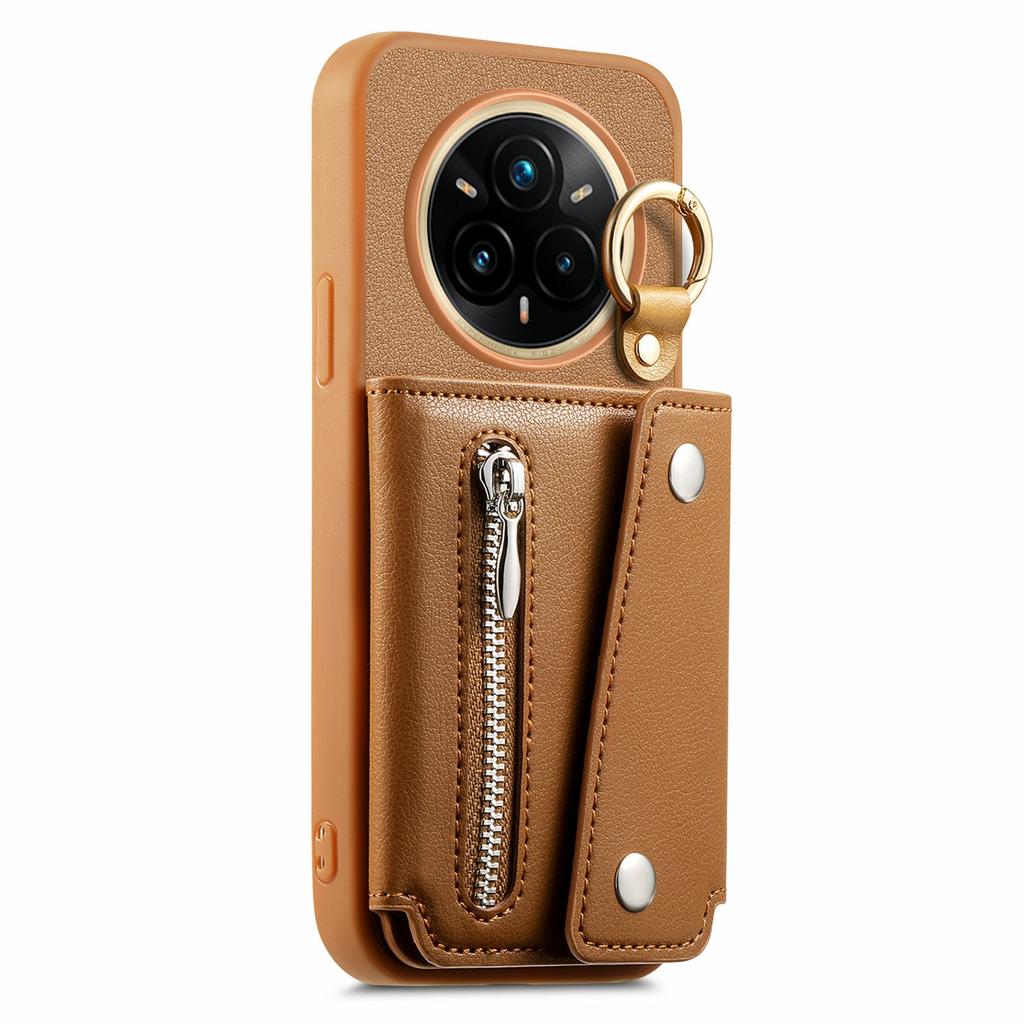 For Realme 14 Pro 5G Case D-Ring Holder Leather + PC + TPU Phone Cover with Wallet Kickstand