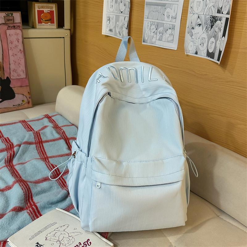 Letter Embroidery Minimalist Backpack for Women – Perfect for School, Work & Daily Use