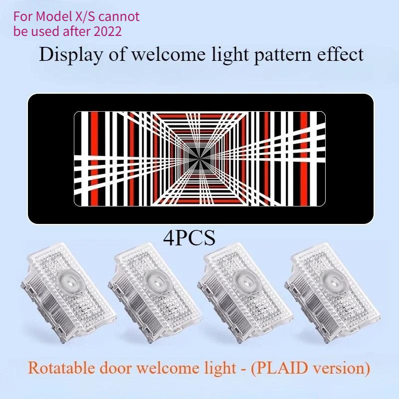 For Tesla Model 3 Y S X Car Door Welcome Light PLAID Time Space Tunnel Lights Door Step Ghost Light New Model Y Juniper 2025