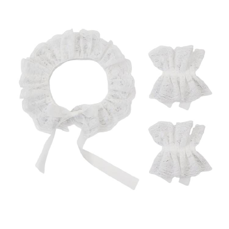 Lace Decorative Collar Wrist Cuffs Set Anime Event Gathering Neckwear Costume Accessories For Fashion Cosplay Enthusiast