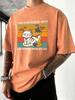 I Want To Have Coffee With My Cat Prints Men Washed Tee Shirt Casual Soft TShirts Breathable Loose Clothes Cotton Summer Top