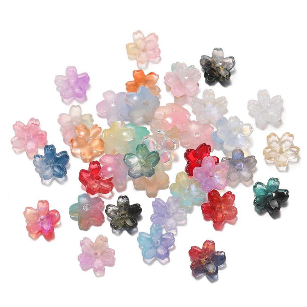 10Pcs/lot Glass Gradient Beads Cherry Blossom Scattered Beads Handcrafted DIY Production Jewelry Craft  Bracelet Accessories