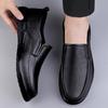 Men's Autumn Casual Slip-On Loafers: First Layer Cowhide Leather, Thick Sole, Breathable for Middle-Aged.