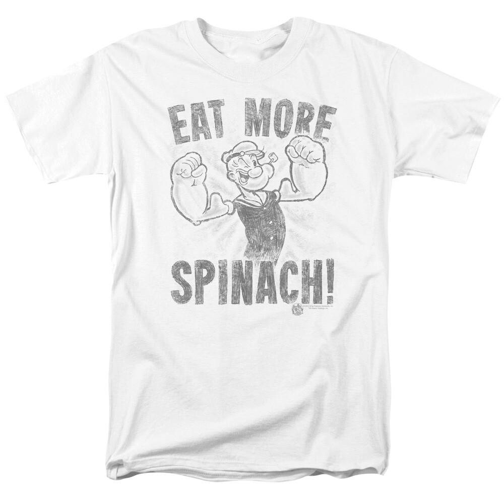 Popeye Eat More Spinach T Shirt Licensed Comic Cartoon Tee White XL