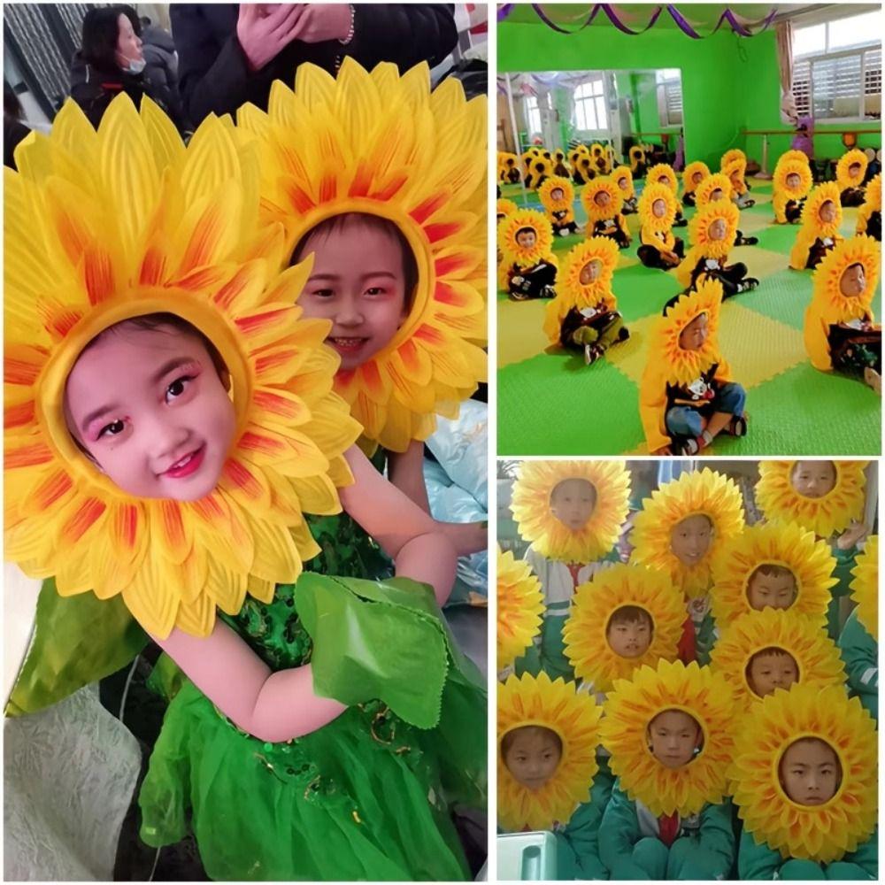 Yellow Party Sunflower Hat Funny Sunflower Hat Headpiece Cute Sunflower Headgear  Music Festival