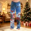 Women's Christmas Print Pants Fuzzy Casual Pants for Holiday and Winter Wear