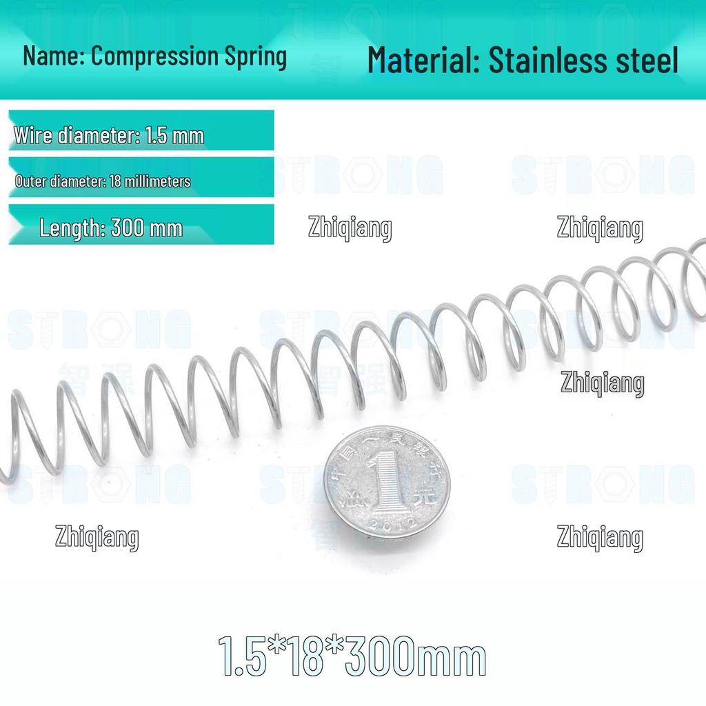 304 Stainless Steel Compression Spring – 300mm Long, High Elasticity, Shock Absorption, Customizable