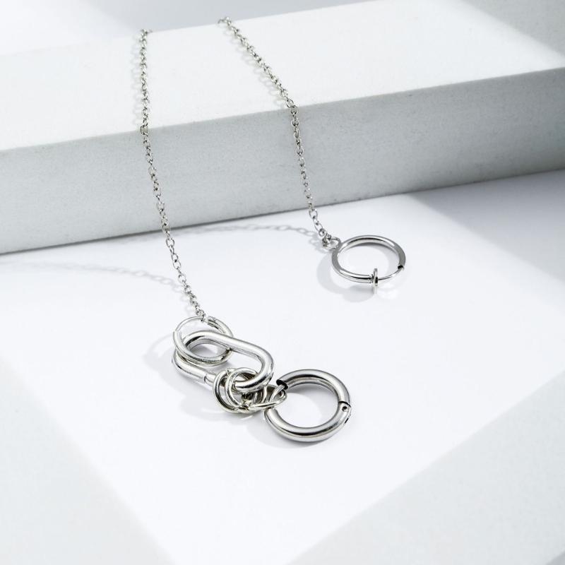 1 Set Fake Piercing Lip Clip Earring Punk Chain Linked Earrings Hinged Lip Ring Accessories Stainless Steel Material