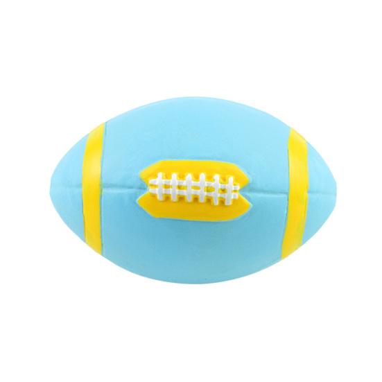 Dog Bite Toy Rugby Shape Cleaning Tooth Soft Latex Toy Puppy Chewing Ball Toy Dog Toy синий