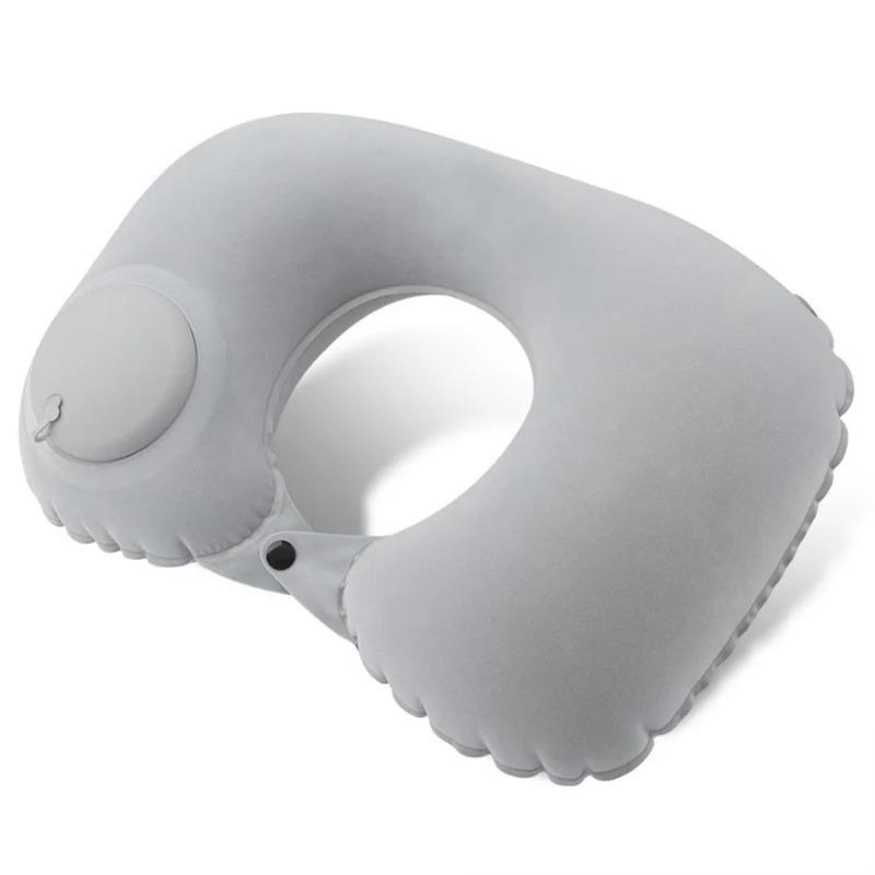 Flocking Inflatable Portable Neck Pillow That Can Be Stored And Self Filled Suitable For Outdoor Travel Business Trips Camping