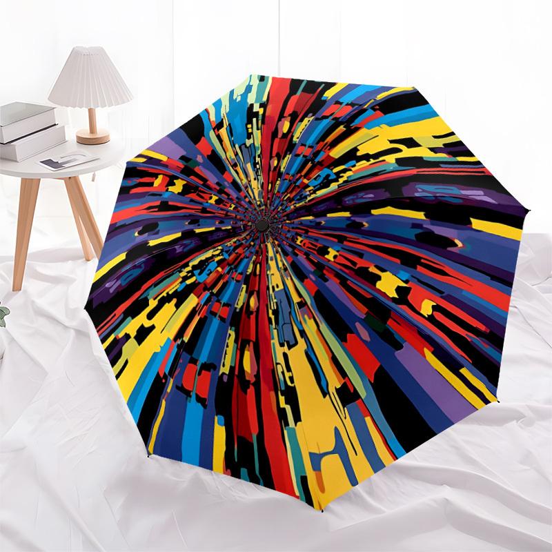 1pc Colorful Abstract Umbrella Portable Folding Umbrella Durable Iron Frame, Suitable for All Seasons Home Travel Outdoor yy260319004